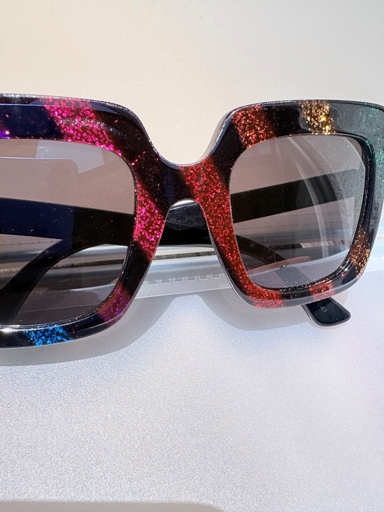 Gucci Rainbow Glitter Black Oversized Square Sunglasses GG0328S main image 5